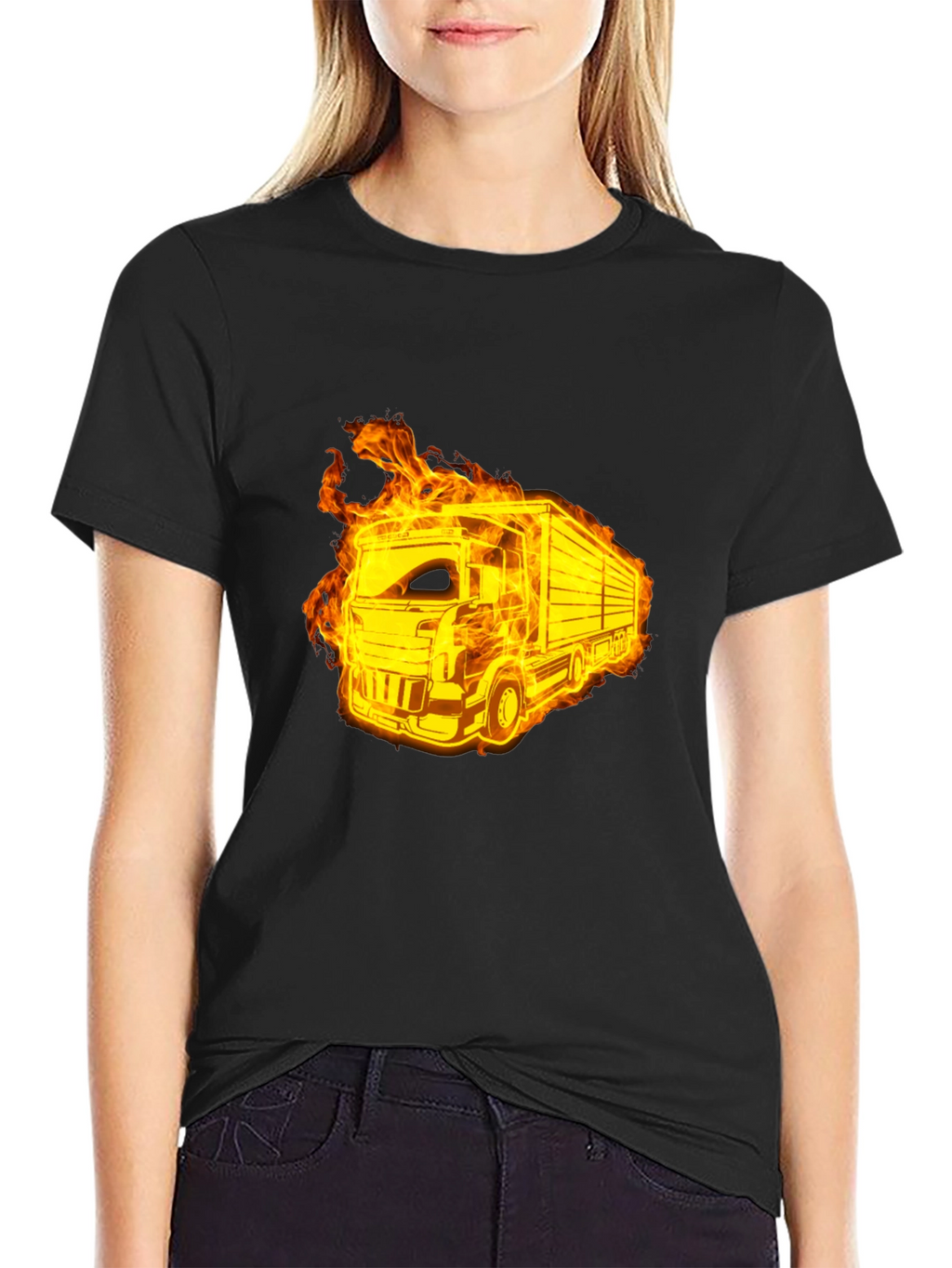 Flaming Truck Black T-Shirt
