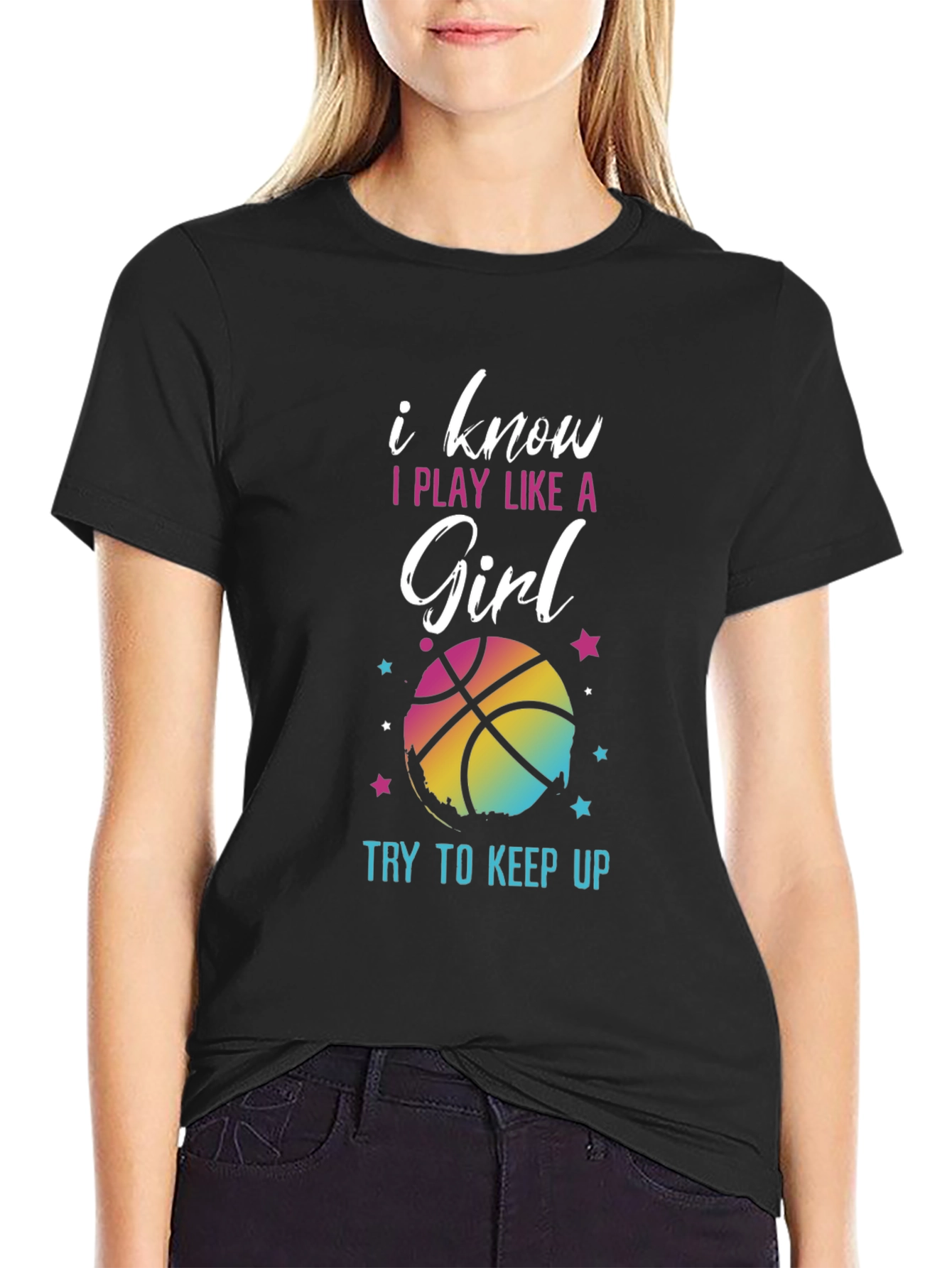 I Know I Play Like A Girl Basketball T-Shirt