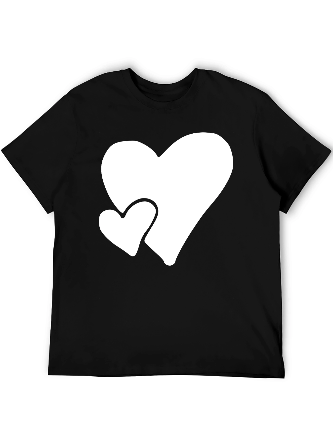 Black T-Shirt with White Hearts