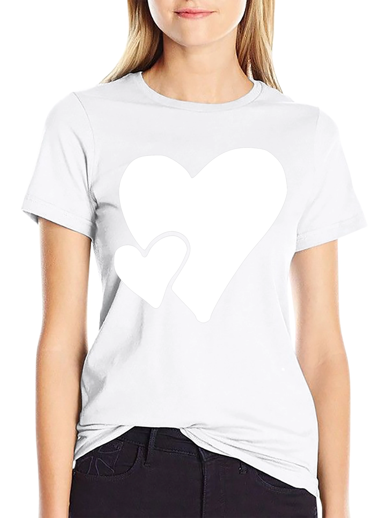 Black T-Shirt with White Hearts