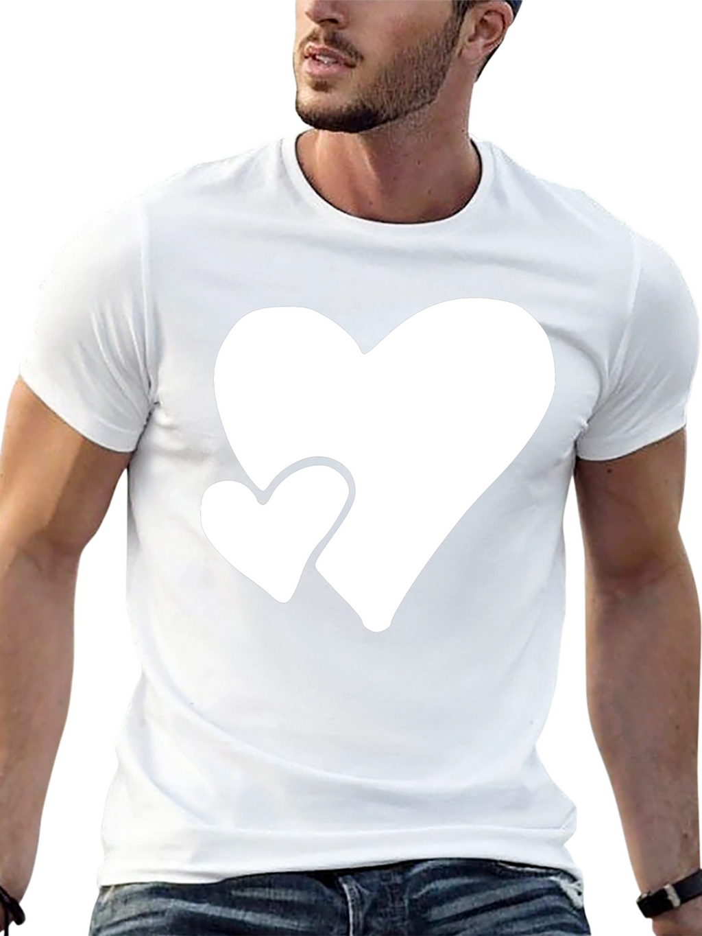 Black T-Shirt with White Hearts