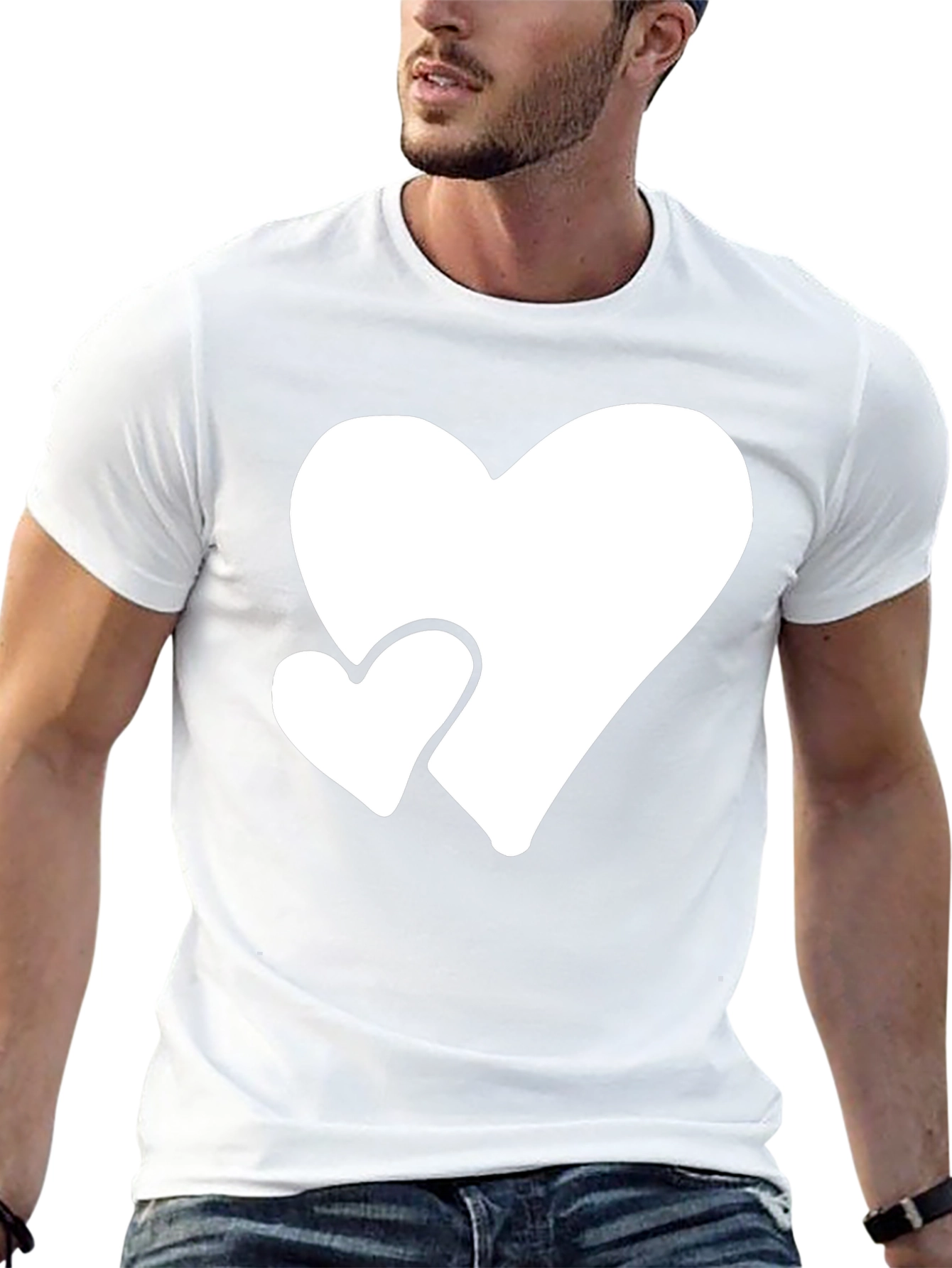 Black T-Shirt with White Hearts