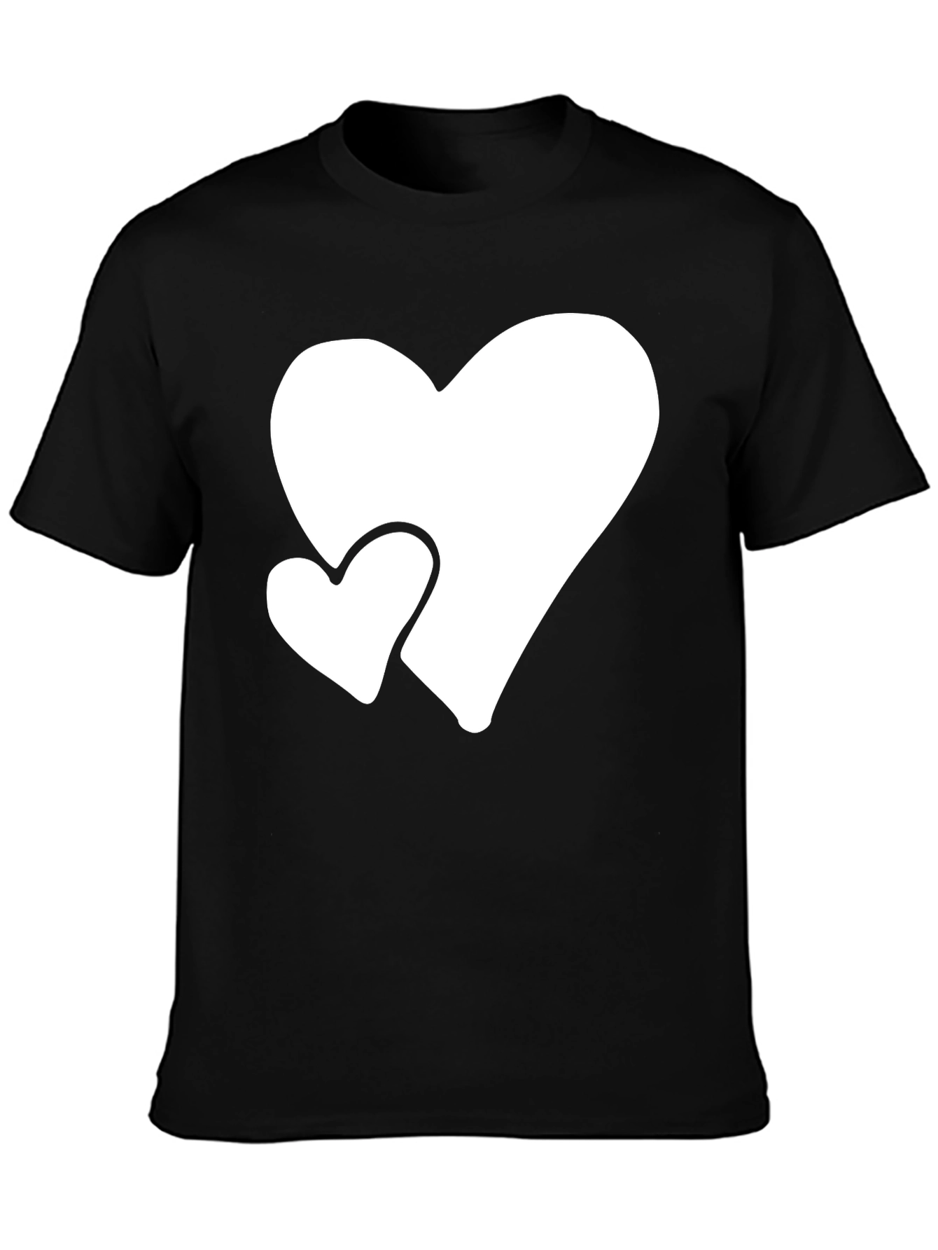 Black T-Shirt with White Hearts