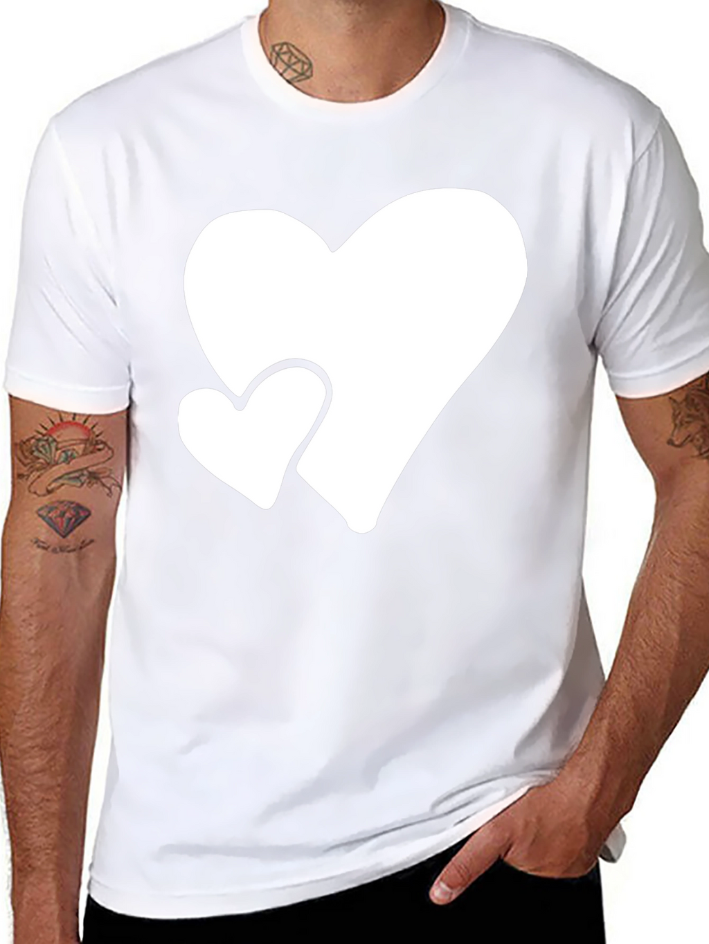 Black T-Shirt with White Hearts