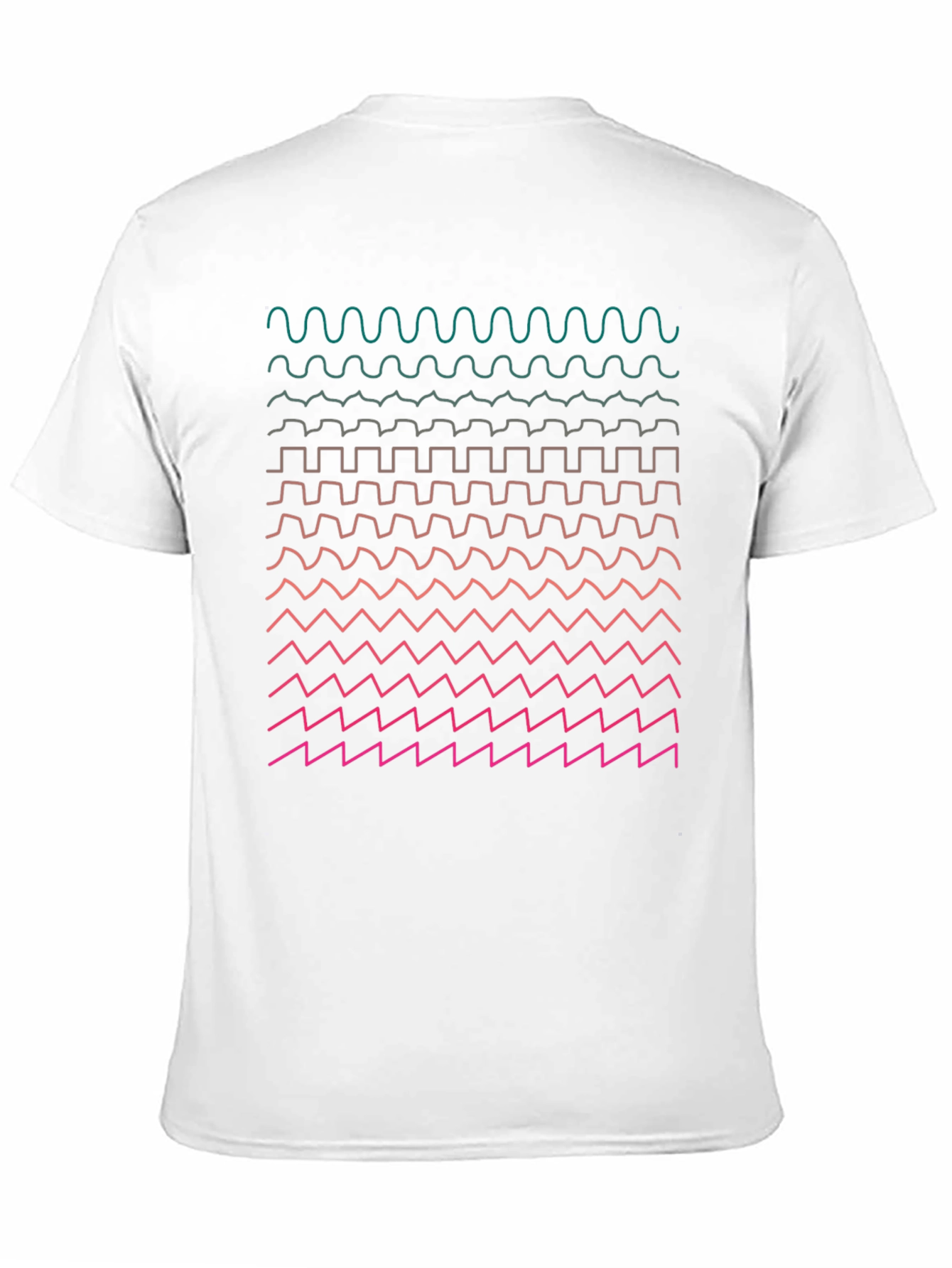 Geometric Waveform Print Black T-Shirt