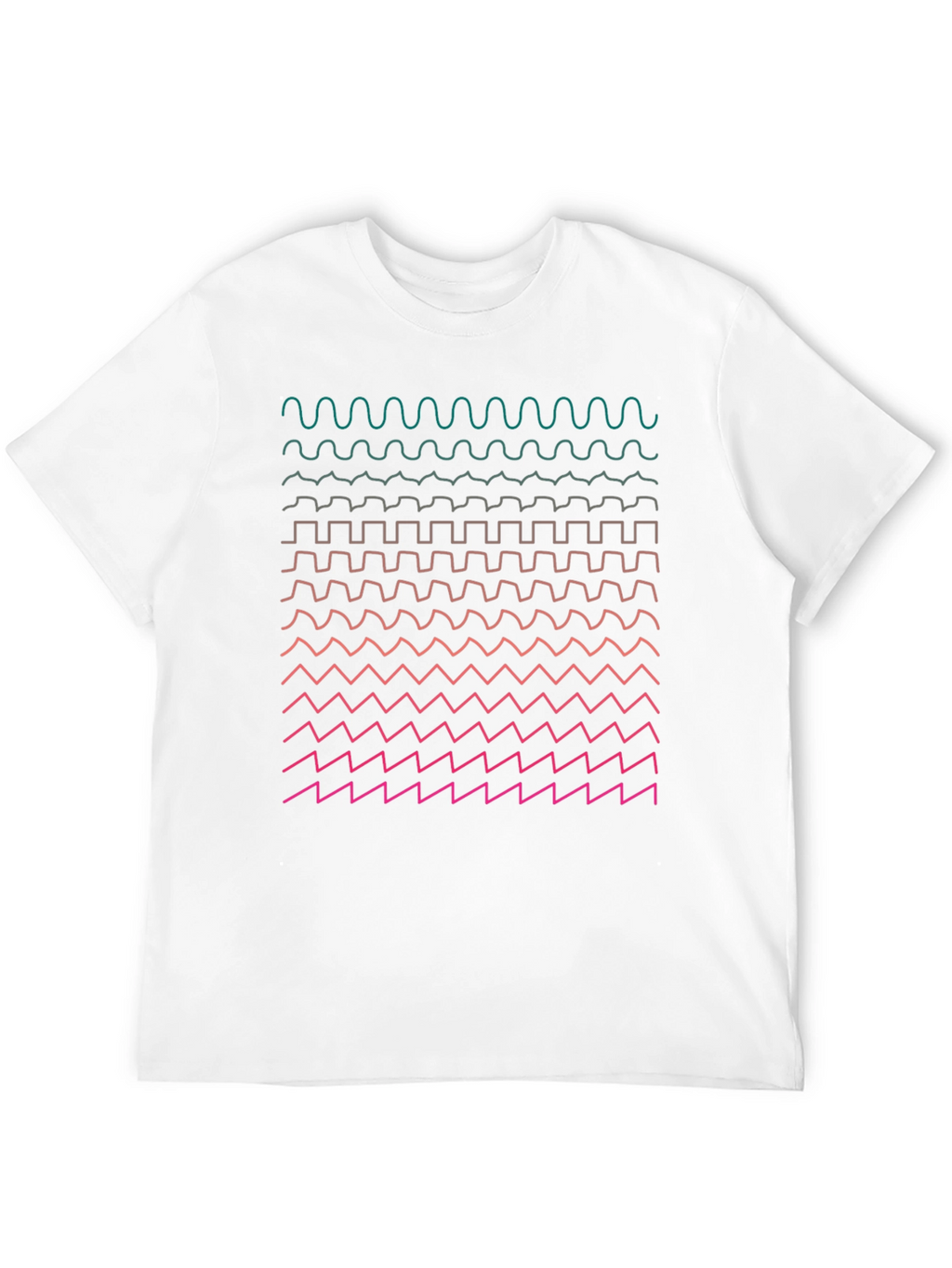 Geometric Waveform Print Black T-Shirt