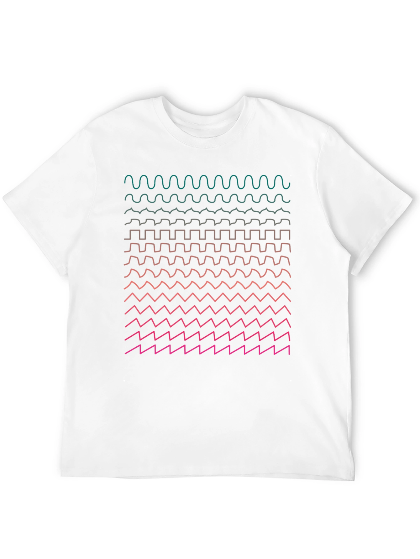 Geometric Waveform Print Black T-Shirt