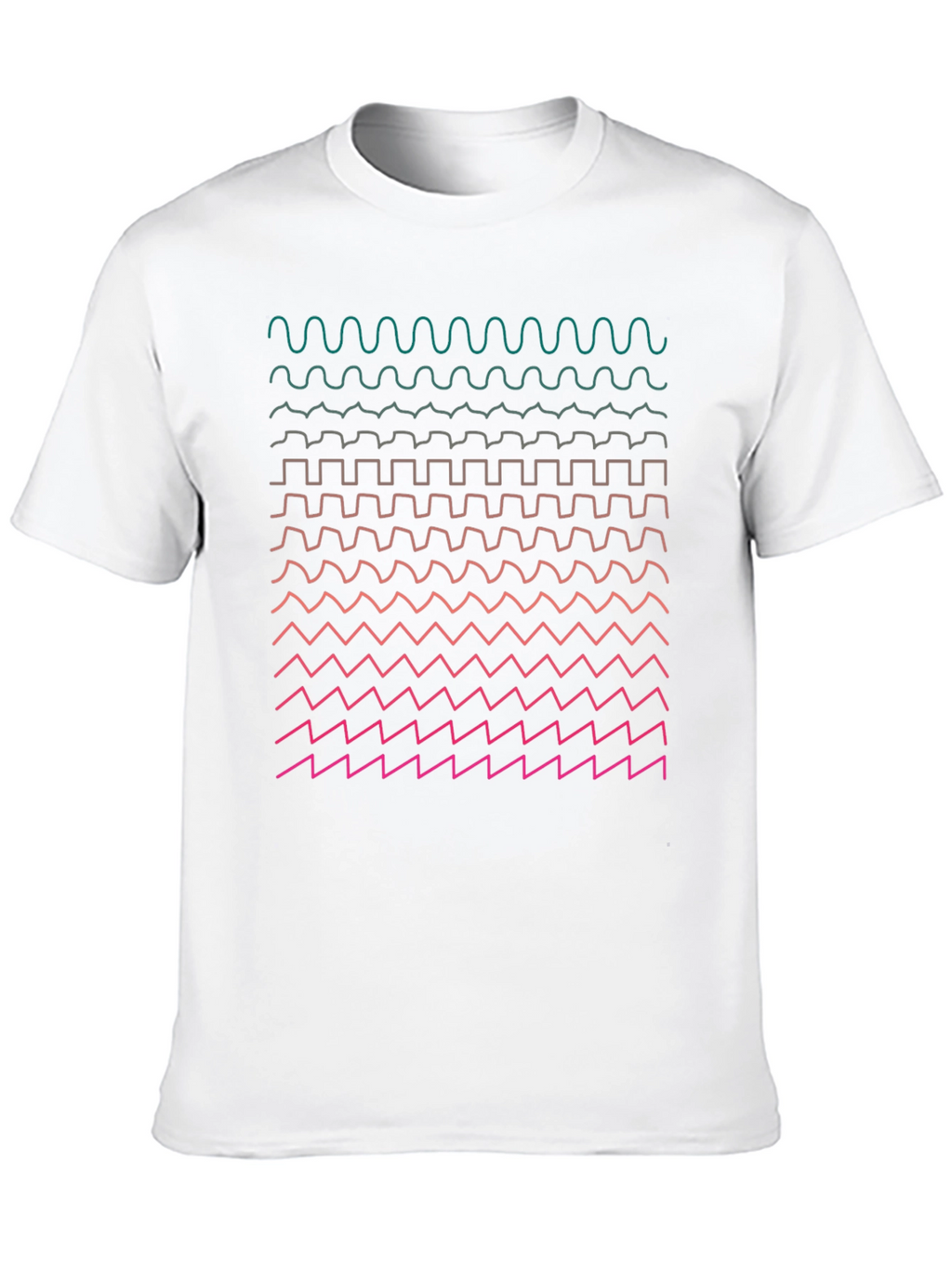 Geometric Waveform Print Black T-Shirt