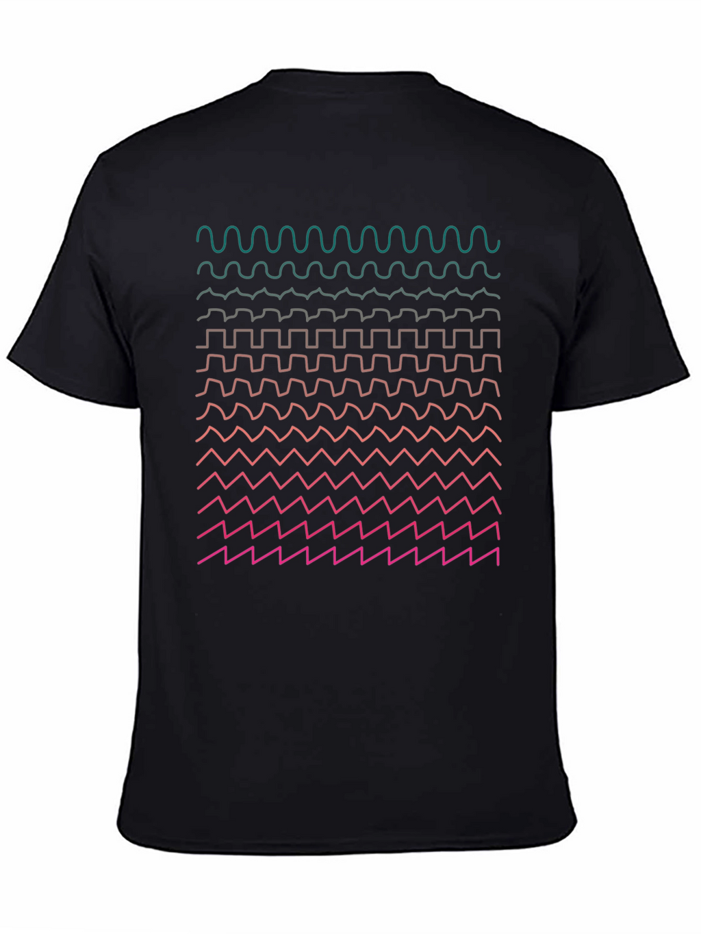 Geometric Waveform Print Black T-Shirt