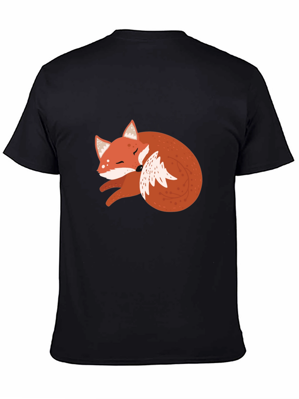 Cute Fox Graphic Tee - Soft Black Cotton T-Shirt