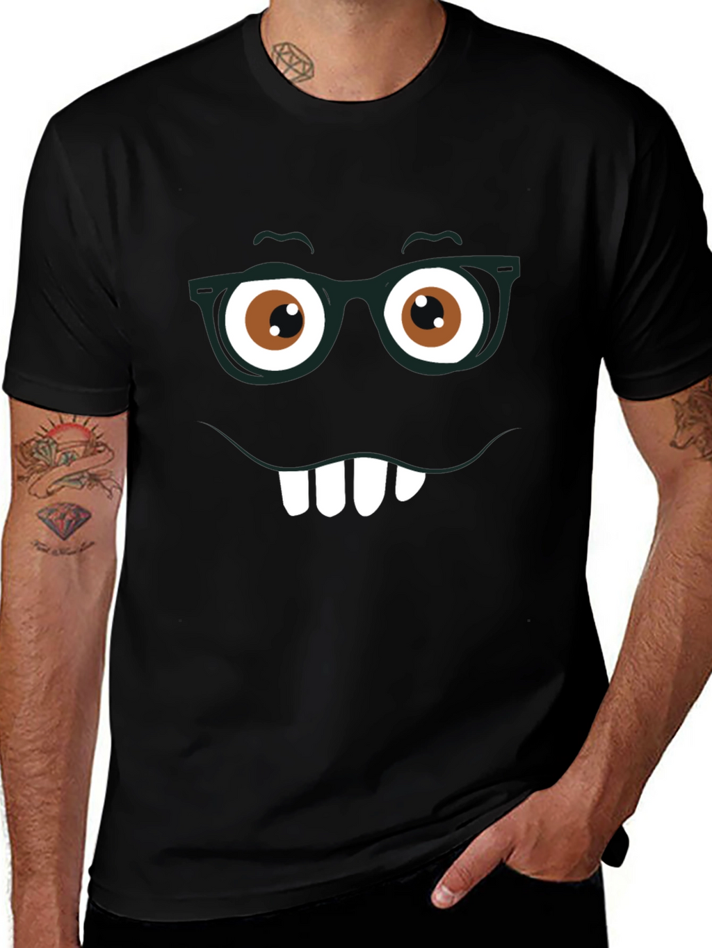 Funny Face Graphic Tee - Nerdy Smile