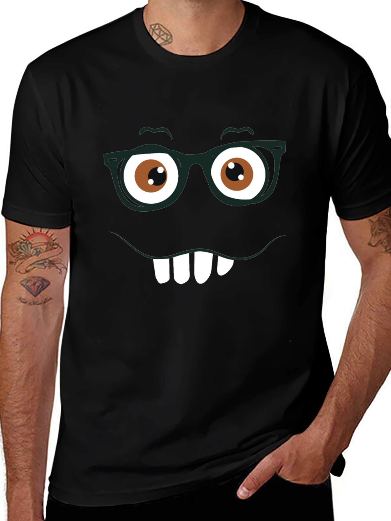 Funny Face Graphic Tee - Nerdy Smile