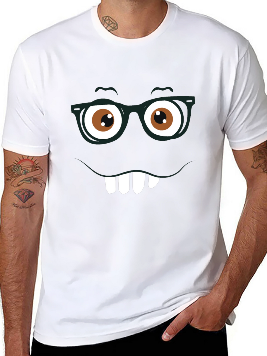 Funny Face Graphic Tee - Nerdy Smile