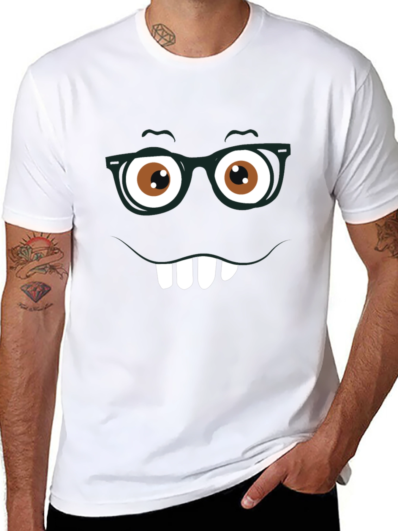 Funny Face Graphic Tee - Nerdy Smile