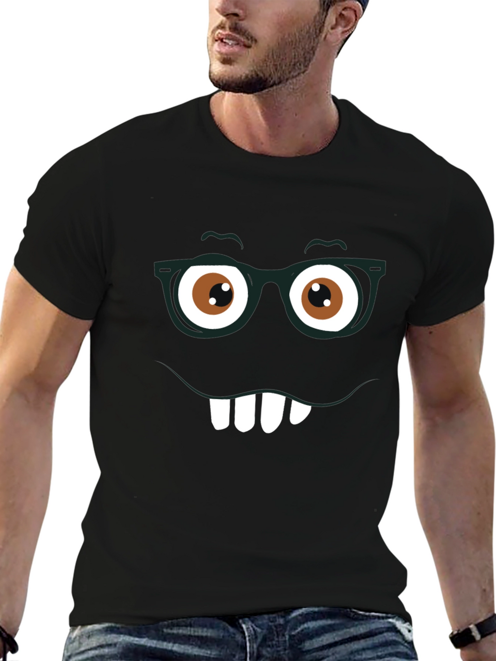 Funny Face Graphic Tee - Nerdy Smile