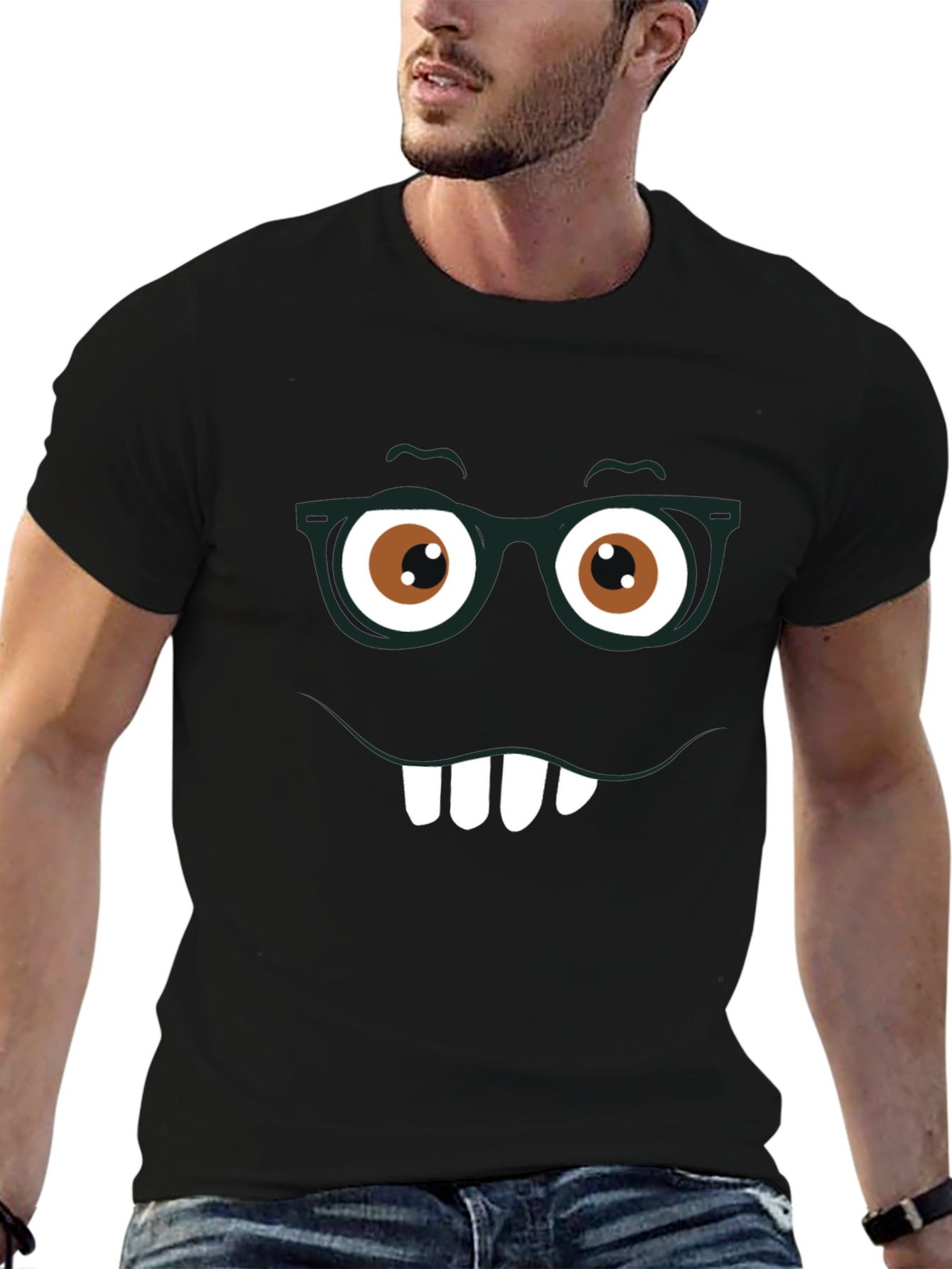 Funny Face Graphic Tee - Nerdy Smile