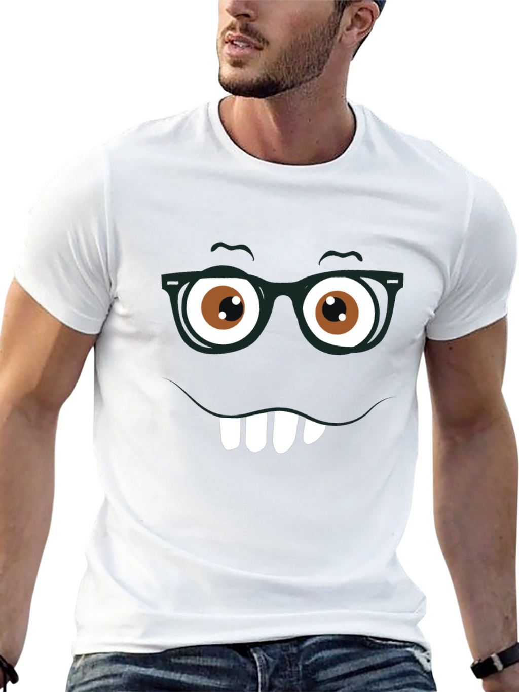 Funny Face Graphic Tee - Nerdy Smile