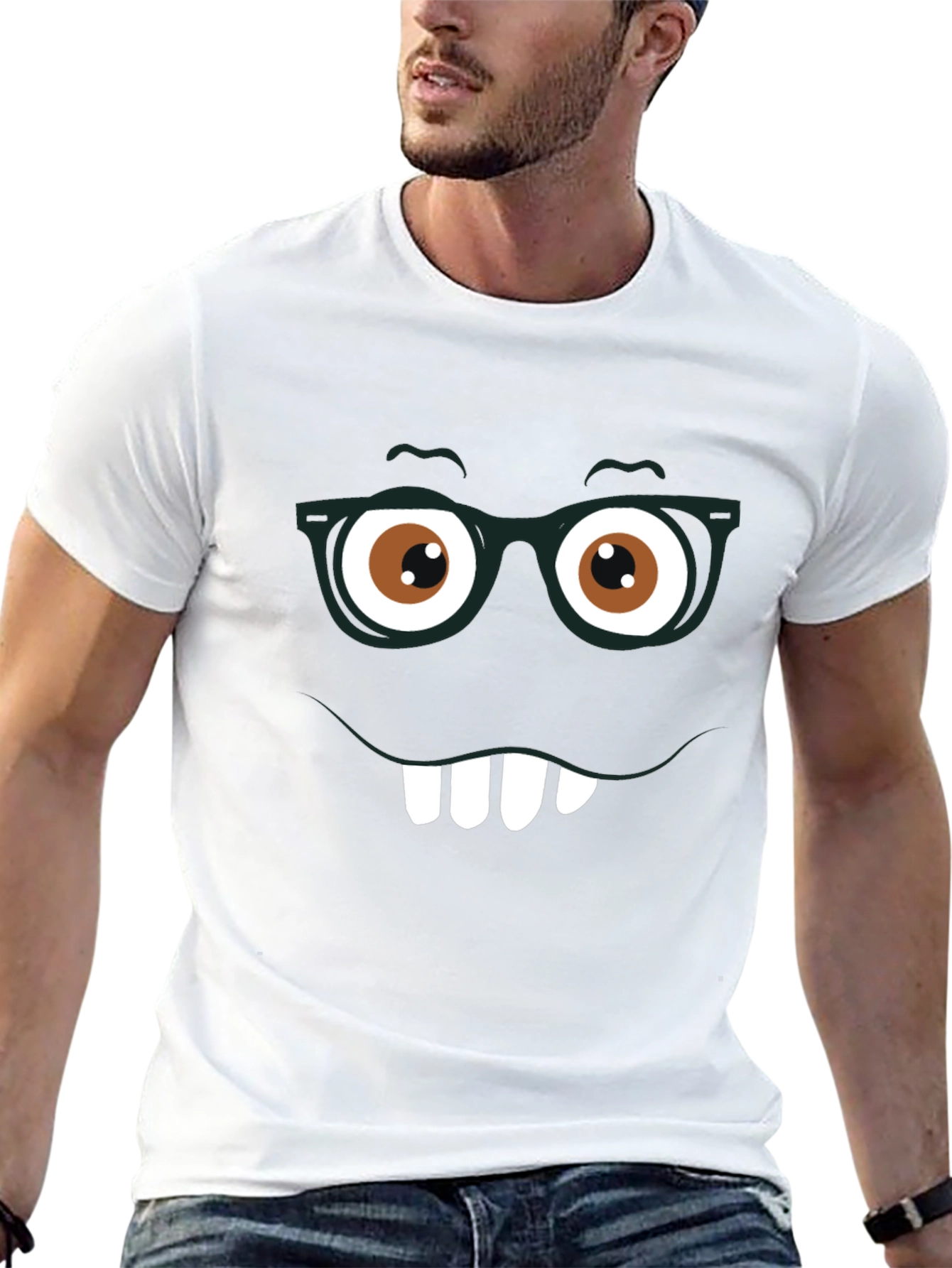 Funny Face Graphic Tee - Nerdy Smile