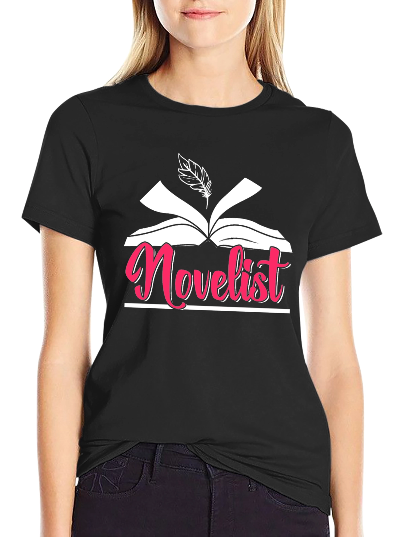 Novel Writer Graphic Tee - Black Cotton Novelist Shirt