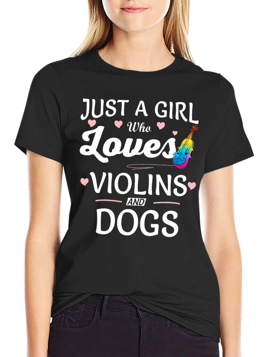 Girl Who Loves Violins and Dogs T-Shirt