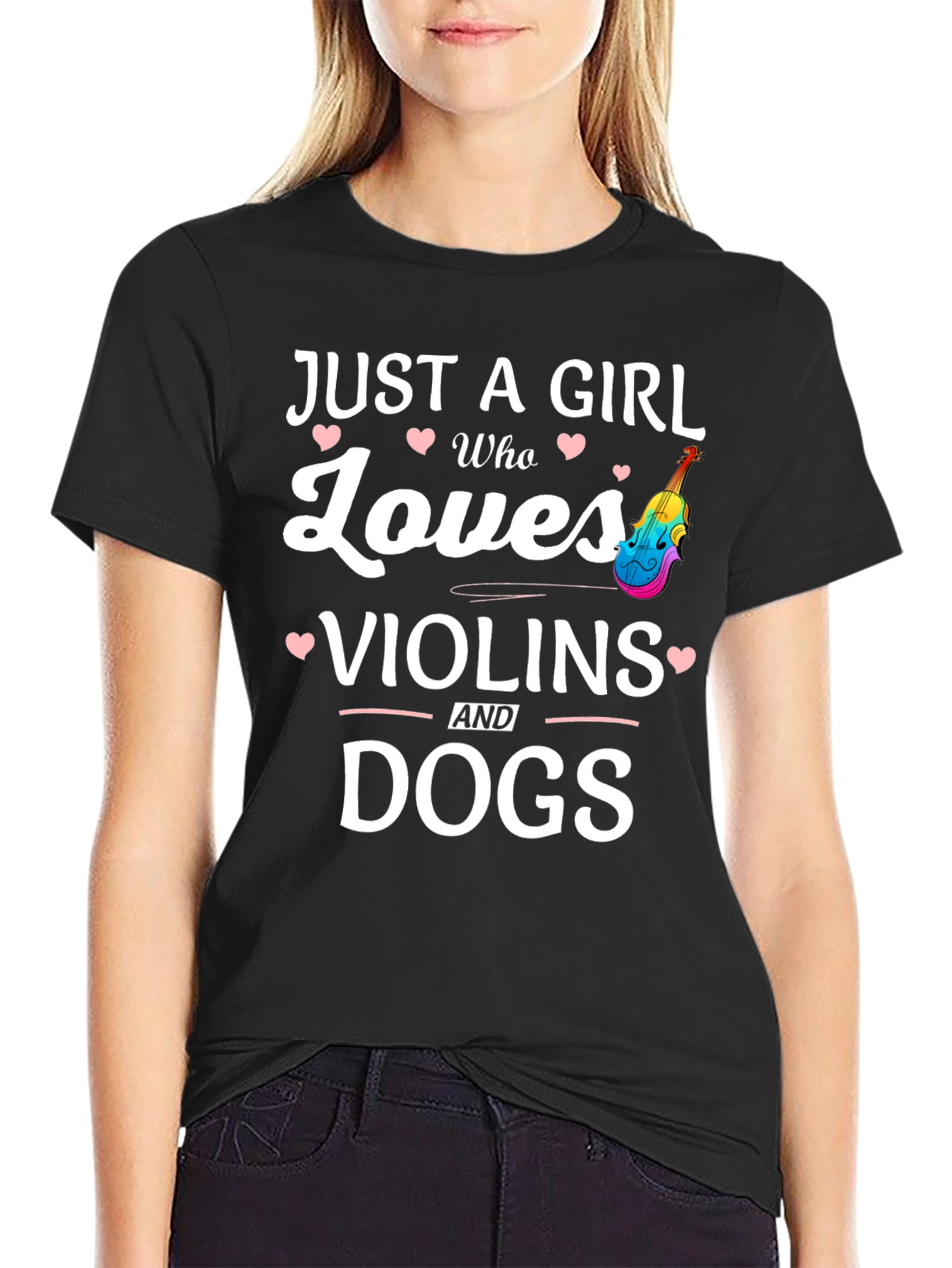Girl Who Loves Violins and Dogs T-Shirt