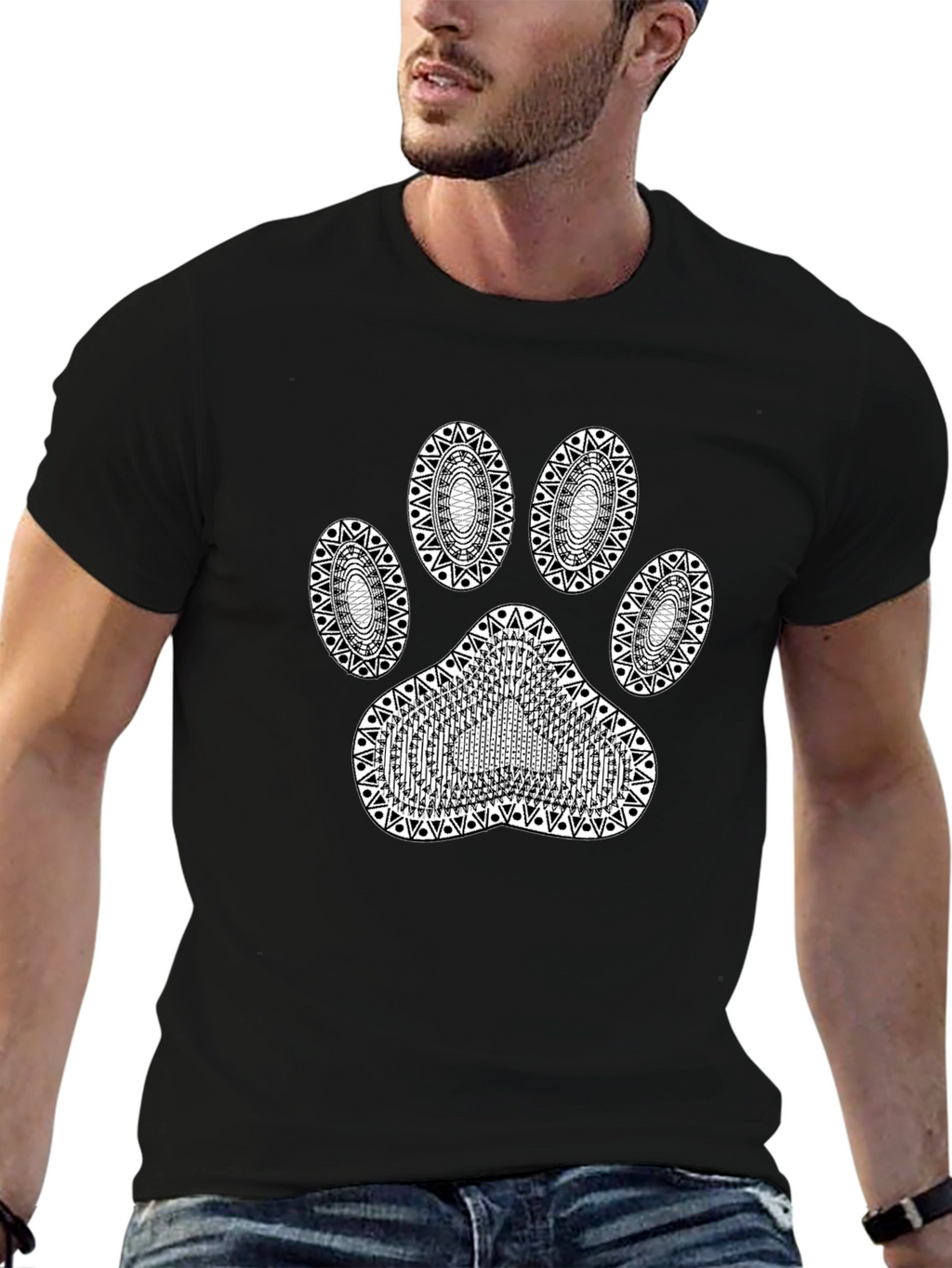 Paw Print Graphic T-Shirt - Stylish Black Tee