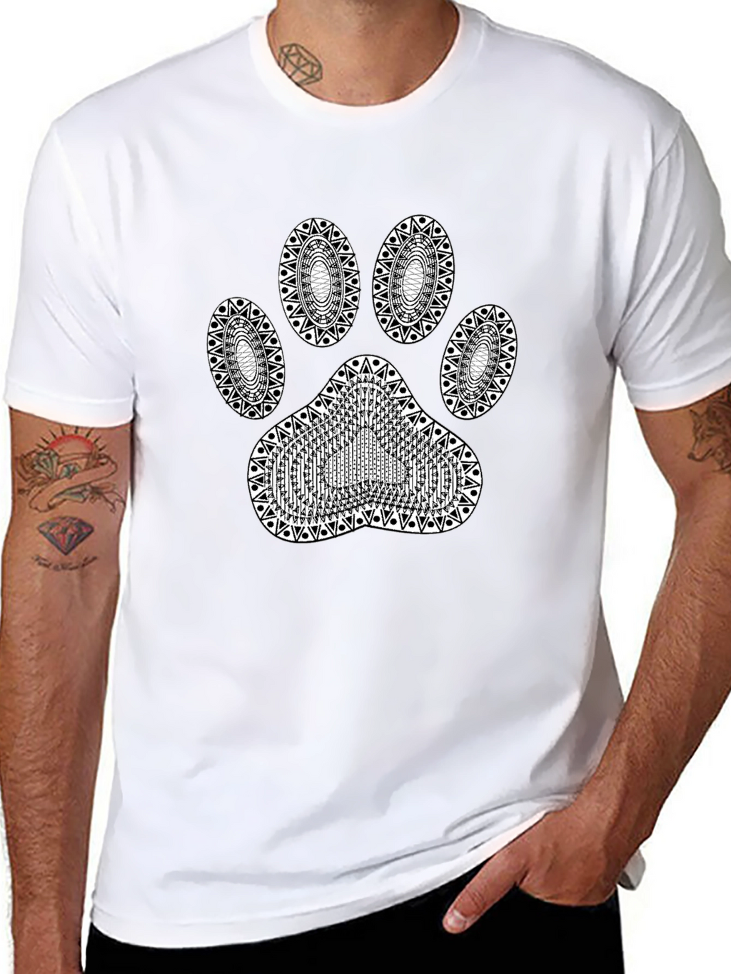 Paw Print Graphic T-Shirt - Stylish Black Tee