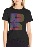 Geometric Rainbow Arc Design Black T-Shirt