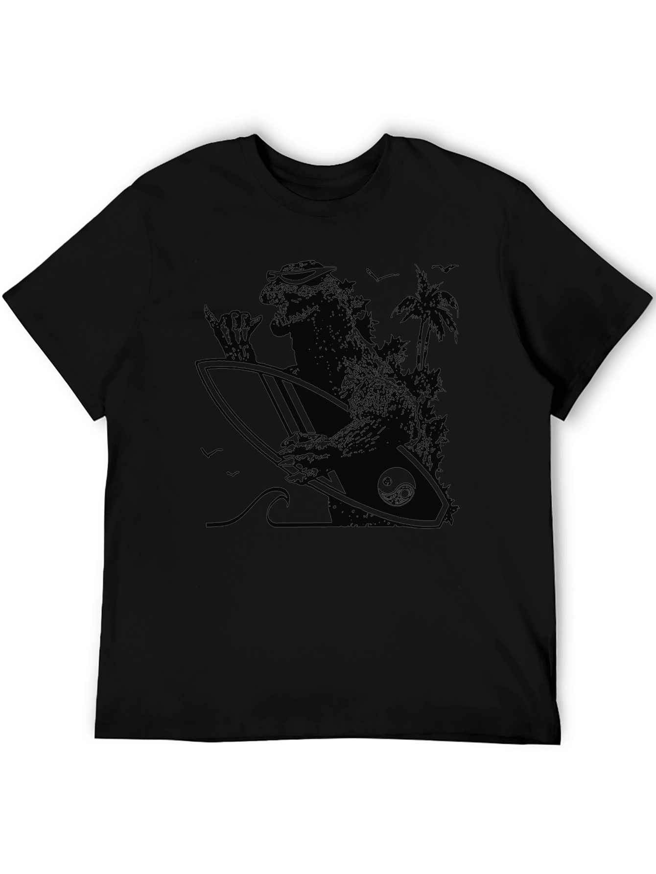 Surfing Godzilla T-Shirt - Black