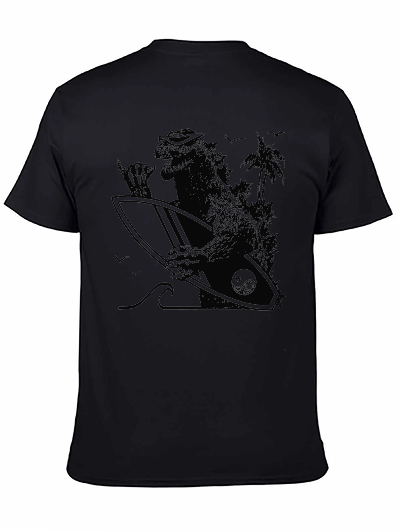 Surfing Godzilla T-Shirt - Black