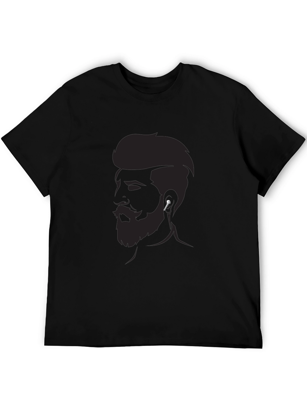 Mens Graphic Tee - Bearded Man Silhouette Modern Style
