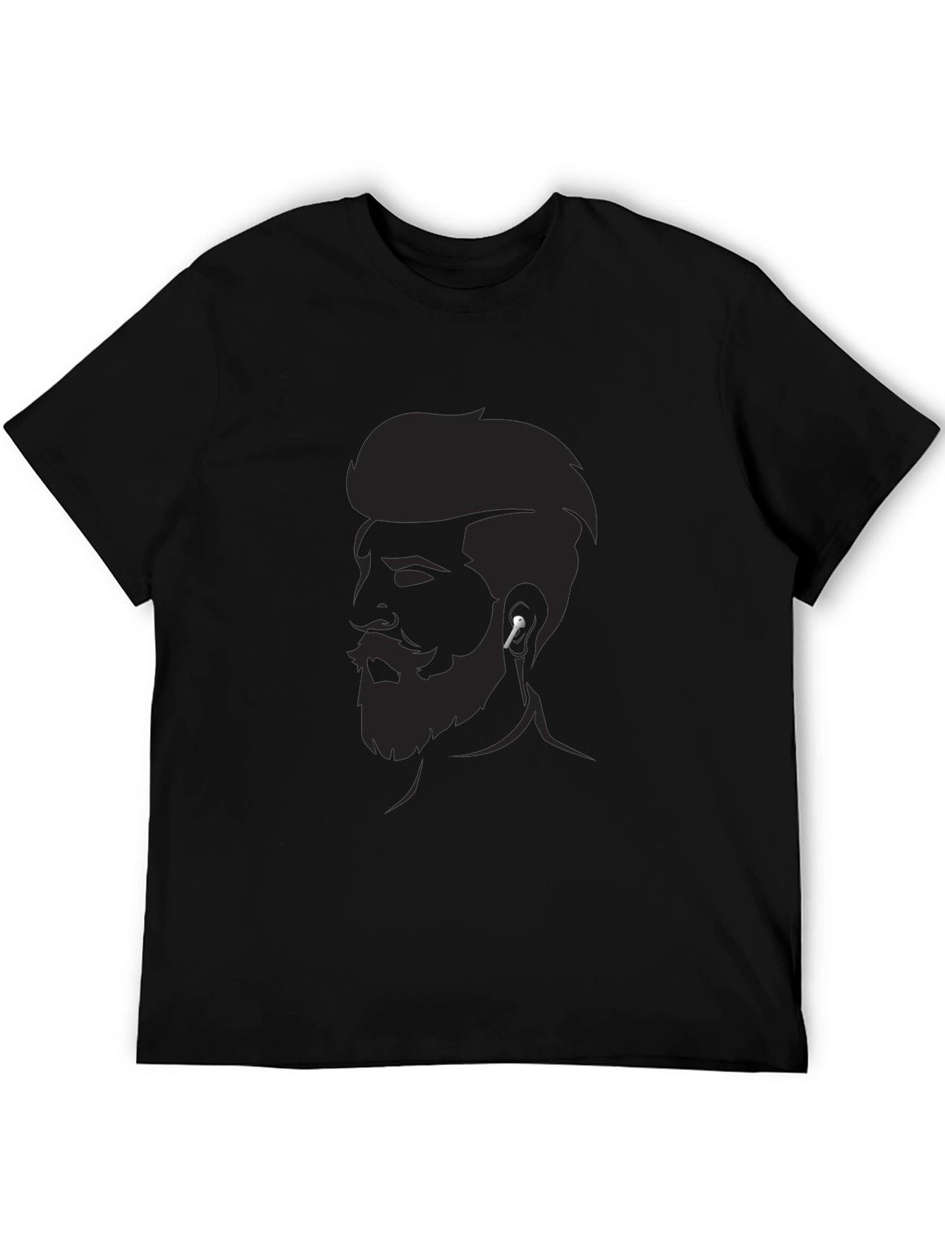 Mens Graphic Tee - Bearded Man Silhouette Modern Style