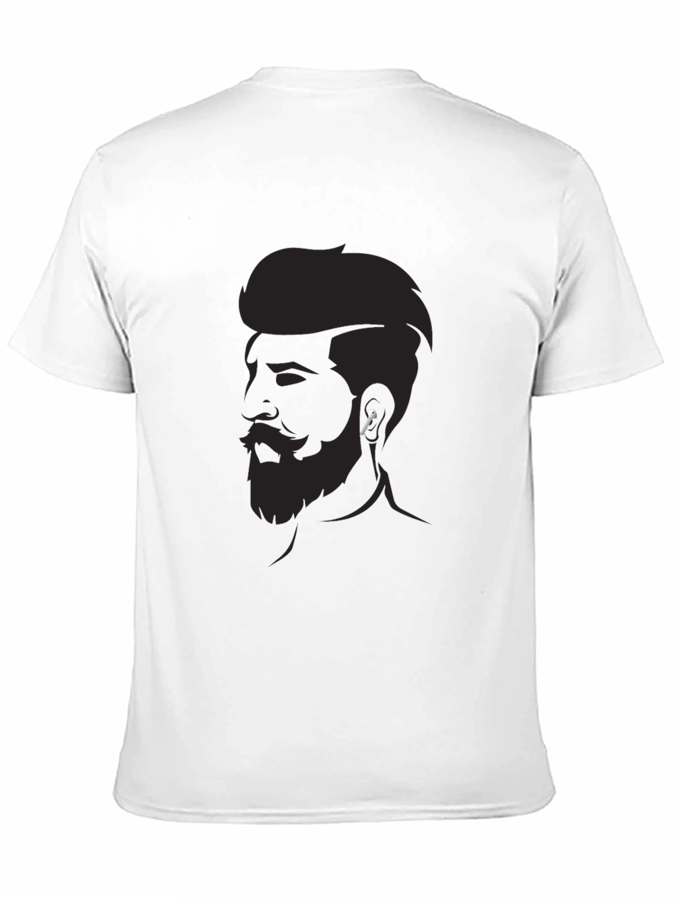 Mens Graphic Tee - Bearded Man Silhouette Modern Style