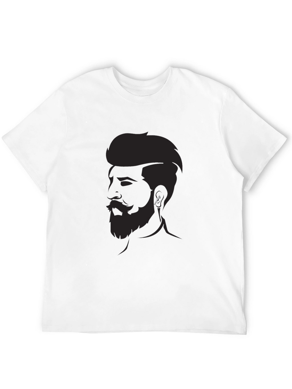 Mens Graphic Tee - Bearded Man Silhouette Modern Style