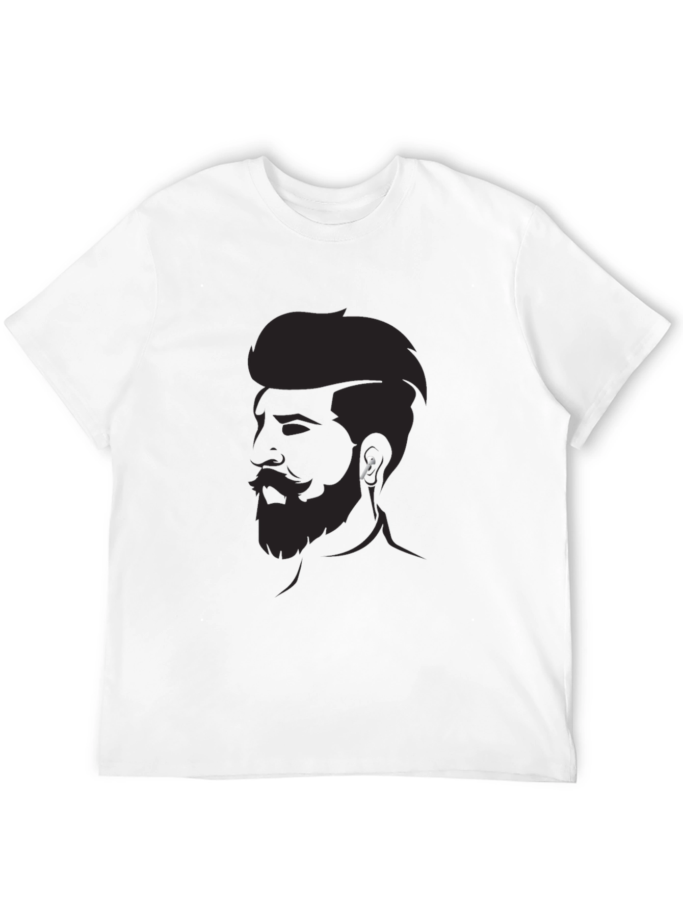 Mens Graphic Tee - Bearded Man Silhouette Modern Style