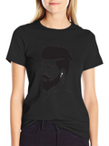 Mens Graphic Tee - Bearded Man Silhouette Modern Style
