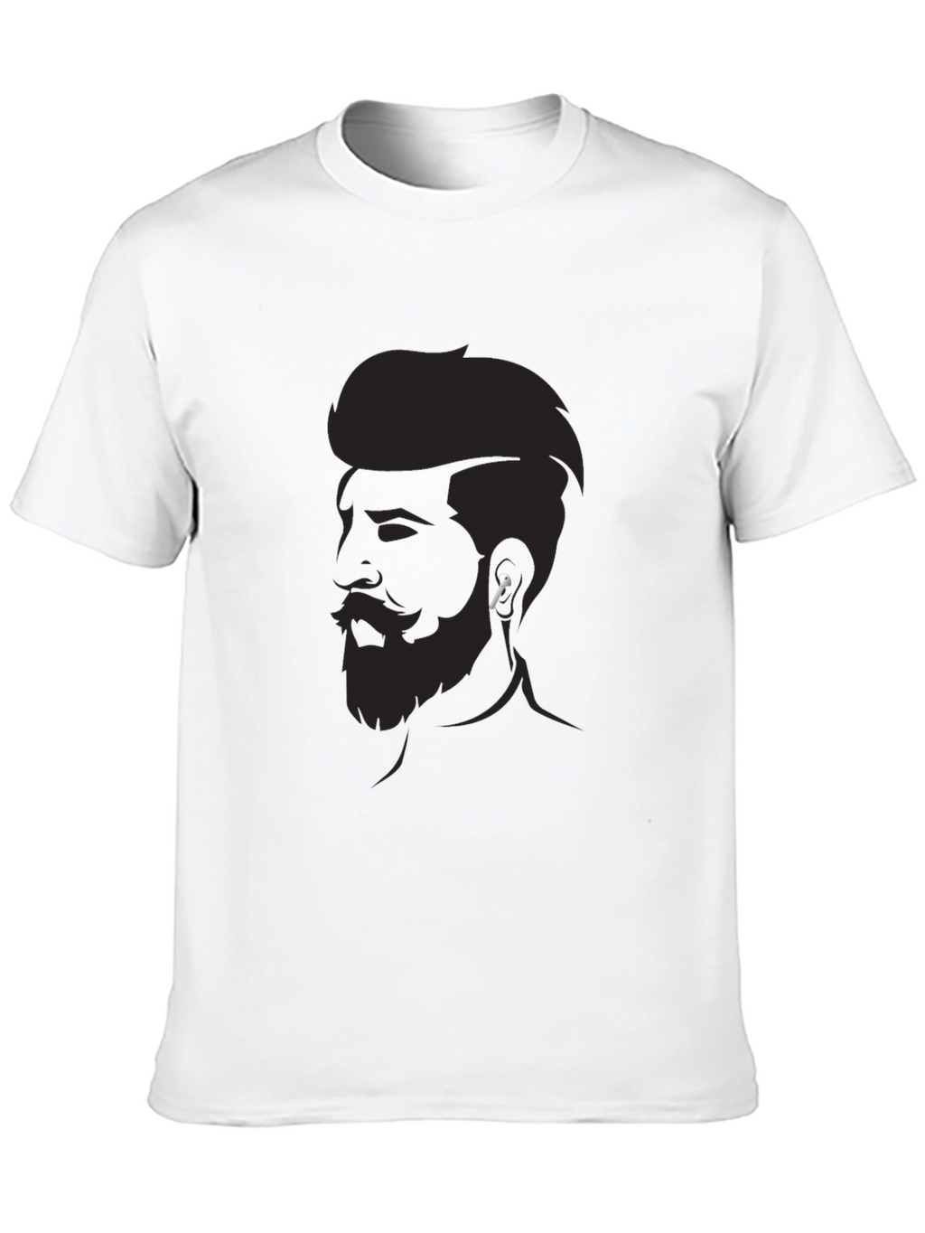 Mens Graphic Tee - Bearded Man Silhouette Modern Style