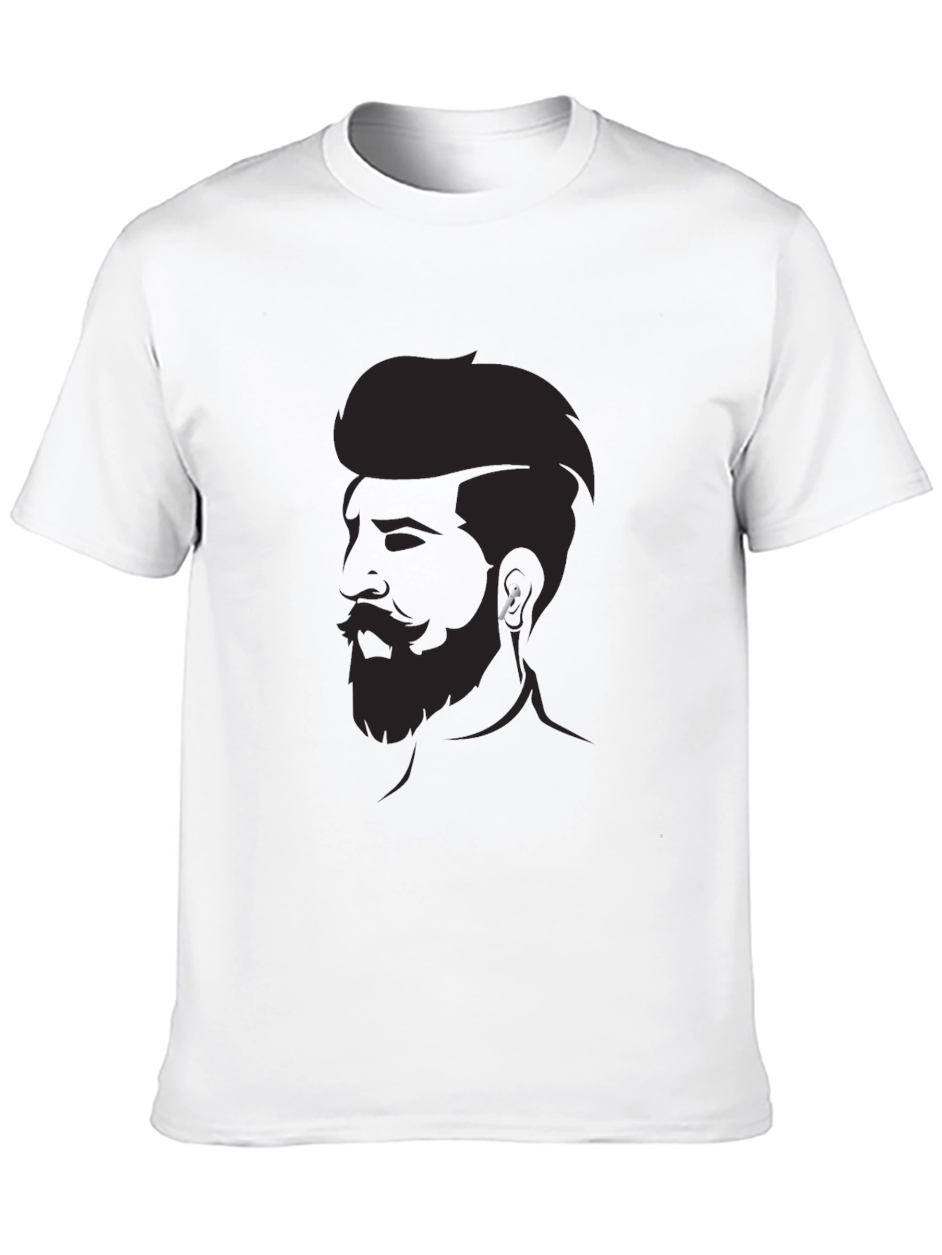 Mens Graphic Tee - Bearded Man Silhouette Modern Style