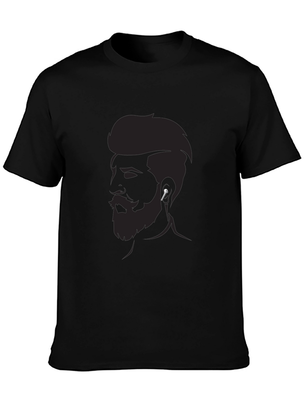 Mens Graphic Tee - Bearded Man Silhouette Modern Style