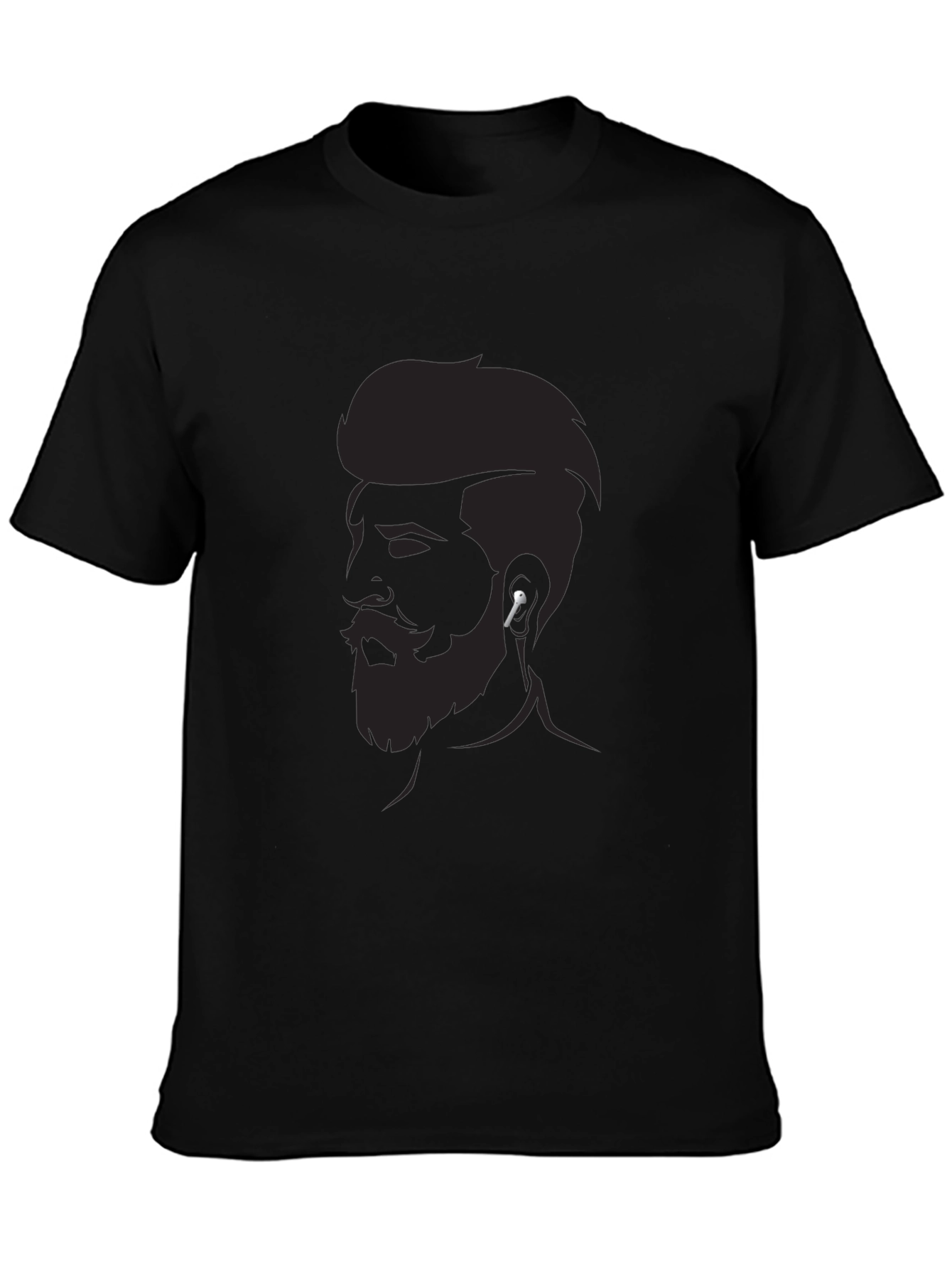 Mens Graphic Tee - Bearded Man Silhouette Modern Style