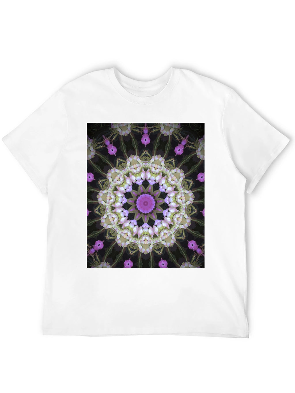 Floral Kaleidoscope Print Black T-Shirt