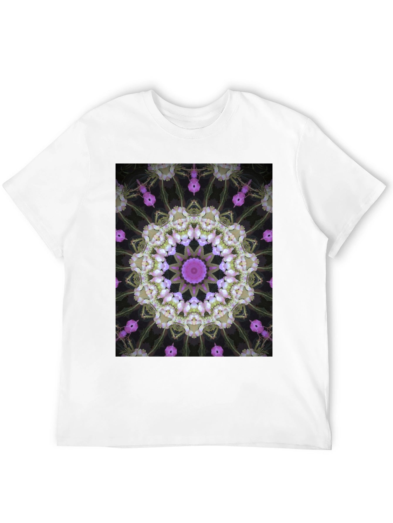 Floral Kaleidoscope Print Black T-Shirt