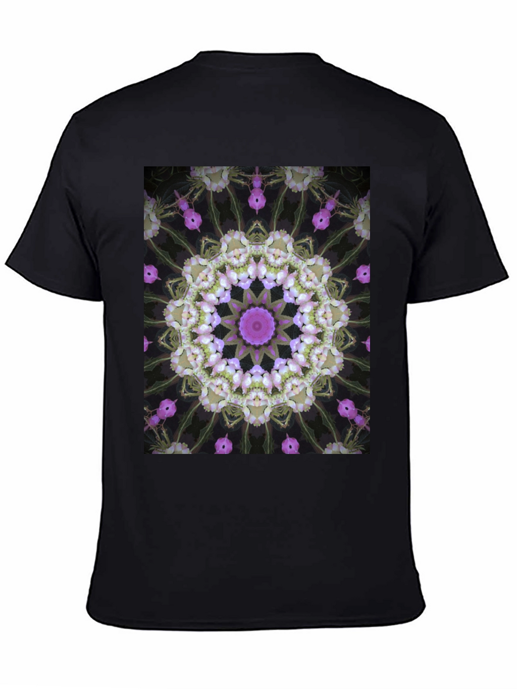 Floral Kaleidoscope Print Black T-Shirt