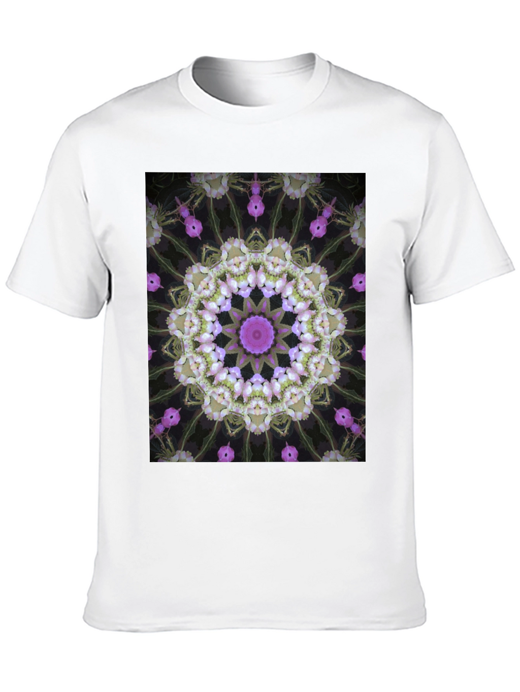Floral Kaleidoscope Print Black T-Shirt