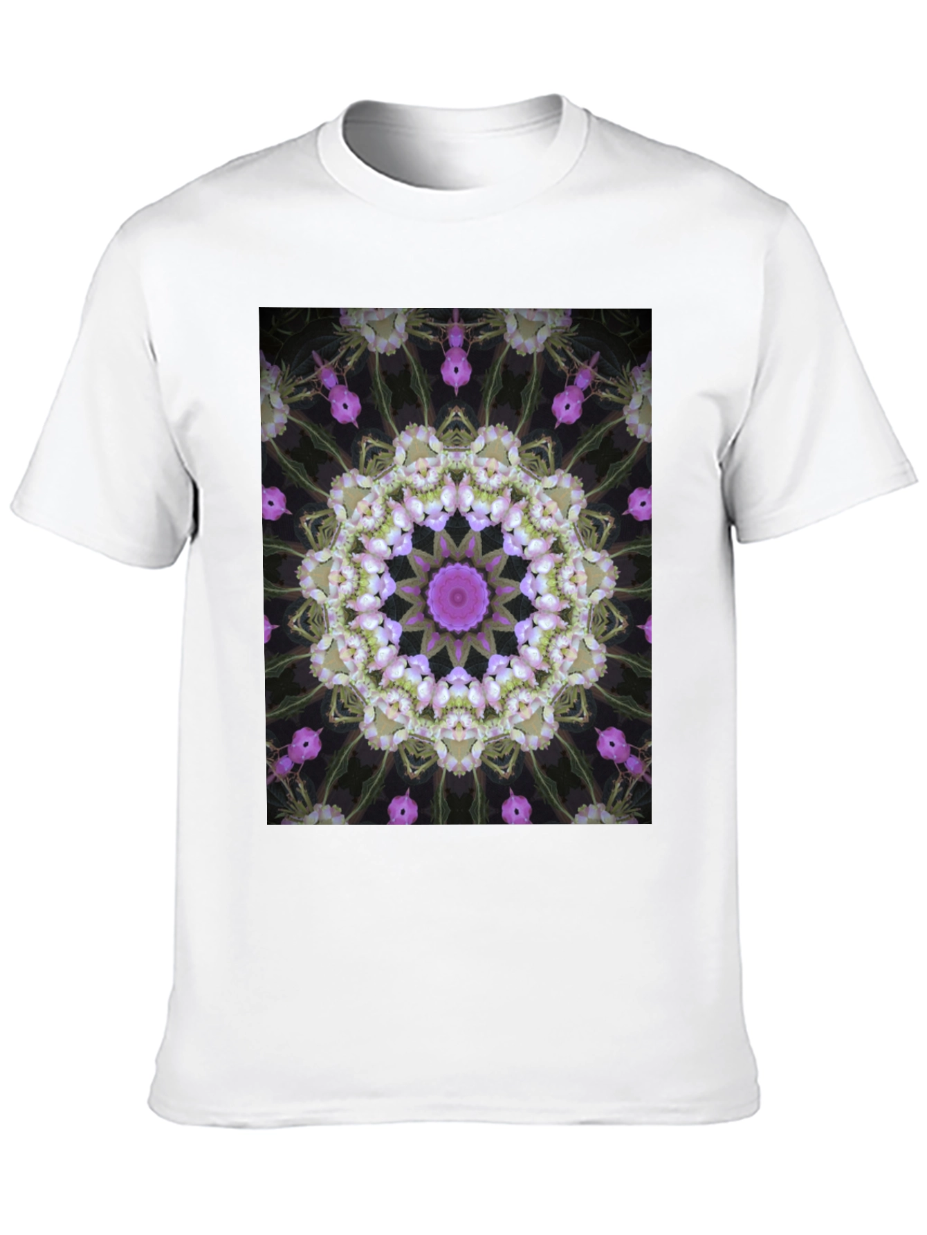 Floral Kaleidoscope Print Black T-Shirt
