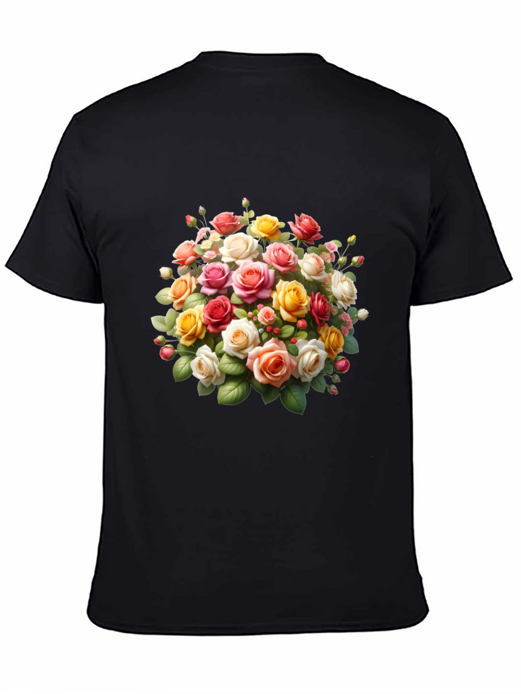Floral Roses Graphic Black T-Shirt