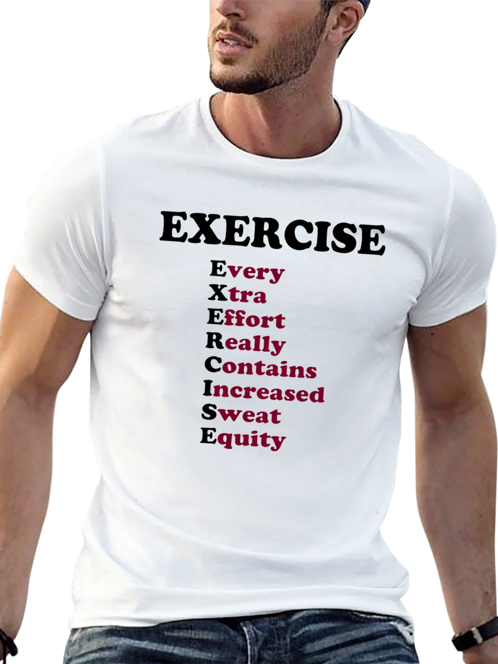Exercise Sweat Equity Mens Black T-Shirt
