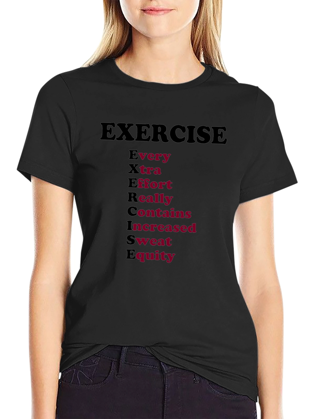 Exercise Sweat Equity Mens Black T-Shirt