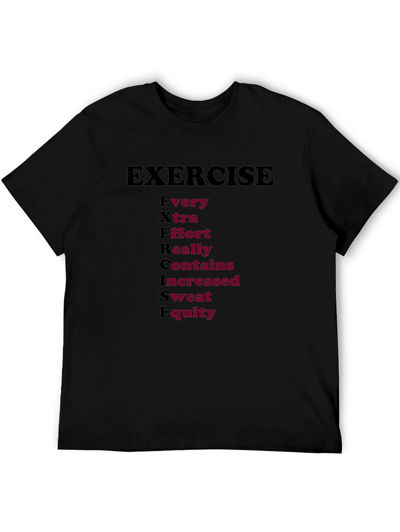 Exercise Sweat Equity Mens Black T-Shirt