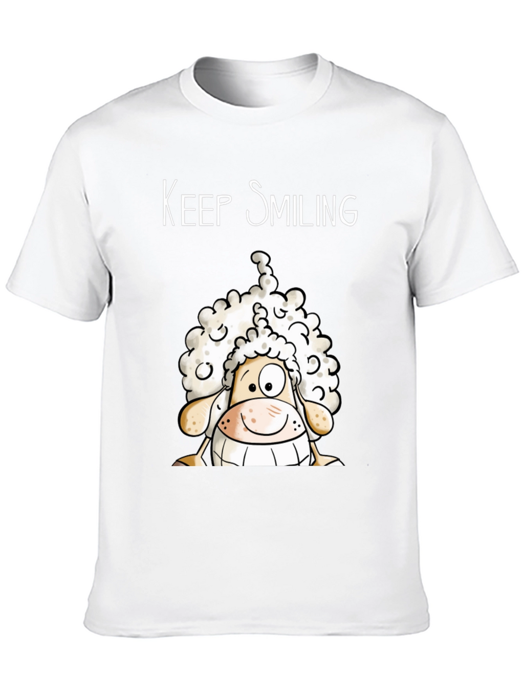 Keep Smiling Sheep T-Shirt - Black Cotton Tee